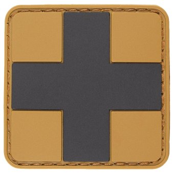 Klettabzeichen "FIRST AID" coyote-schwarz, ca. 5x5 cm (3D-Patch) 