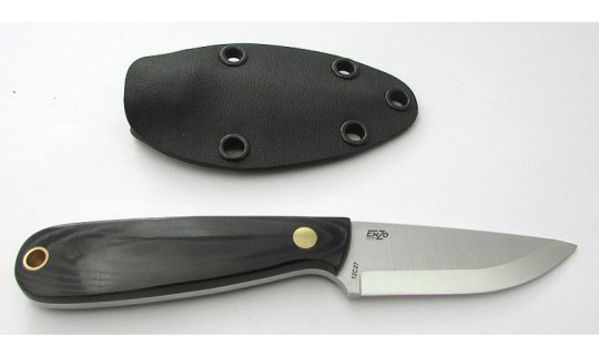 EnZo Fahrtenmesser Neckknife Necker 70 Sc, Kydex, Black Micarta 