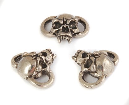 Fang Skull (Boot-Lace / Bracelet) - Zinn (Steel-Finish) 