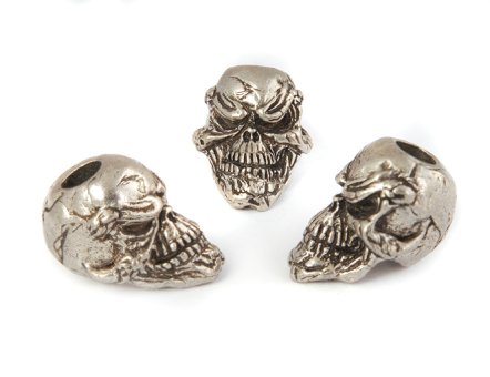Grins Skull Bead - Zinn (Steel-Finish) 