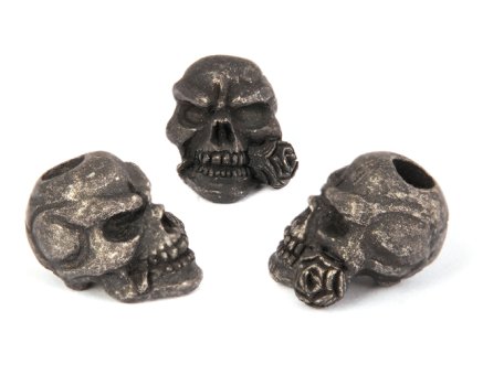 Rose Skull Bead - Zinn (schwarz oxidiert) 